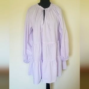 Eloquii 100% cotton tiered long sleeve dress flounce